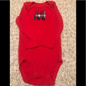 Rare Vintage Train appliqué Gingham Onesie